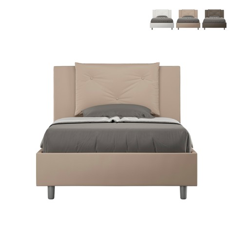 En och en halv säng med förvaring 120x190 vadderad sänggavel kudde Appia P Kampanj