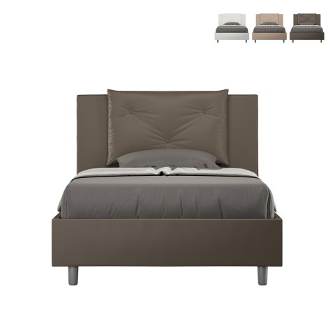 En och en halv säng med förvaring 120x200 vadderad sänggavel kudde Appia P1 Kampanj
