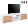 TV-bänk 180cm vardagsrum design vit och trä Dover Wood Försäljning