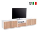 TV-bänk modern design vit och trä 220cm vardagsrum Aston Wood Försäljning