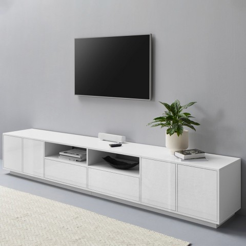 TV-bänk 260cm modern design vit vardagsrum Breid