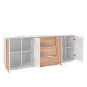 Skänk sideboard kök vardagsrumsmöbel 220cm buffé vit och trä Lonja Wood Rabatter