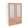 Vitrinskåp 100cm vardagsrum modern design vitt och trä Syfe Wood Erbjudande