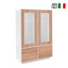 Vitrinskåp 100cm vardagsrum modern design vitt och trä Syfe Wood Försäljning