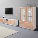 Vitrinskåp 100cm vardagsrum modern design vitt och trä Syfe Wood Katalog