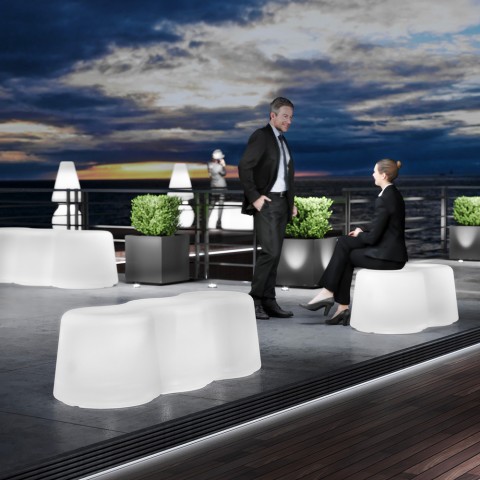2-sits lysande bänk modern design utomhusbar restaurang trädgård Peanuts 2 LED Kampanj