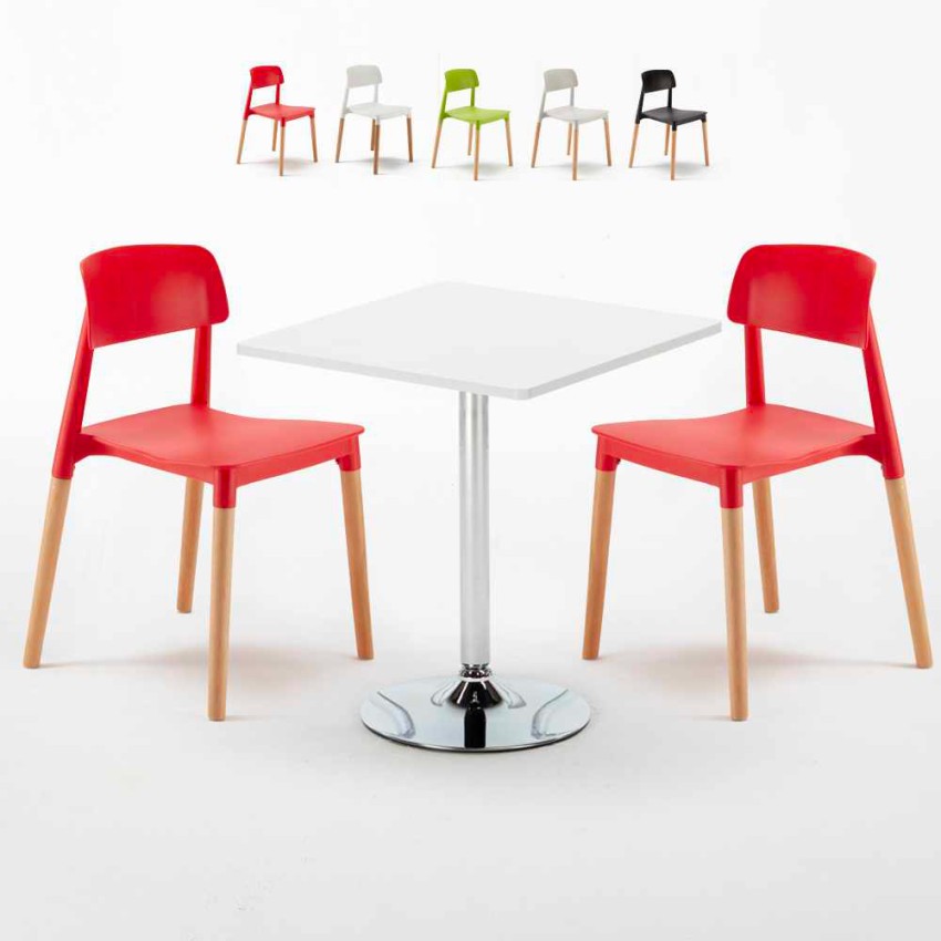 Vitt Kvadratiskt Bord 70x70cm Med 2 Inomhus Stolar Barcellona Cocktail Rea Vitt Kvadratiskt Bord 70x70cm Med 2 Inomhus Stolar Barcellona Cocktail Rea