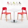 Vitt Kvadratiskt Bord 70x70cm Med 2 Inomhus Stolar Barcellona Cocktail Rea