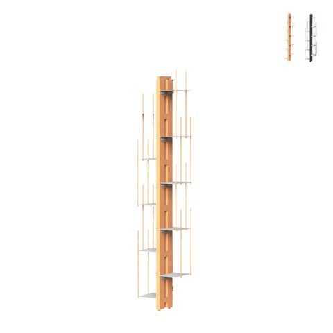 Hög och smal bokhylla vertikal h150cm i trä 10 hyllplan Zia Veronica WMH Kampanj