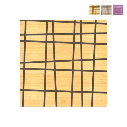 Modern tavla i trä med inläggningar 75x75cm geometrisk design Three