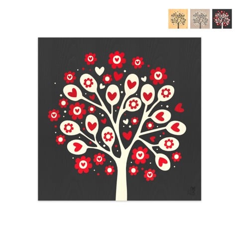 Hand inläggningar trä bild 75x75cm träd hjärtan Tree of Hearts Kampanj