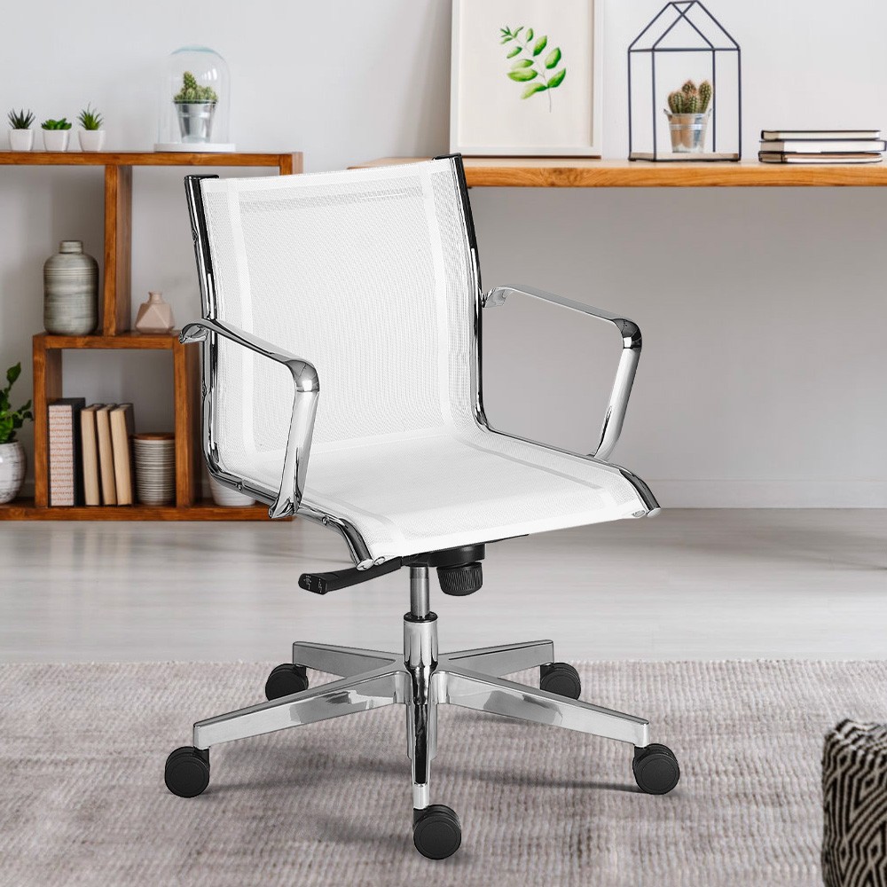 Vit Låg Ergonomisk Kontorsstol Andningsbar Mesh Stylo LWT