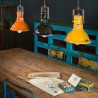 Pendellampa järn och keramik handmålad vintage design taklampa Industrial SO