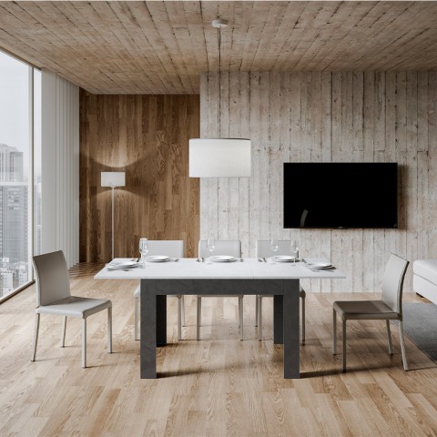 Utdragbart matbord 90x120-180cm vit grå Bibi Mix AB