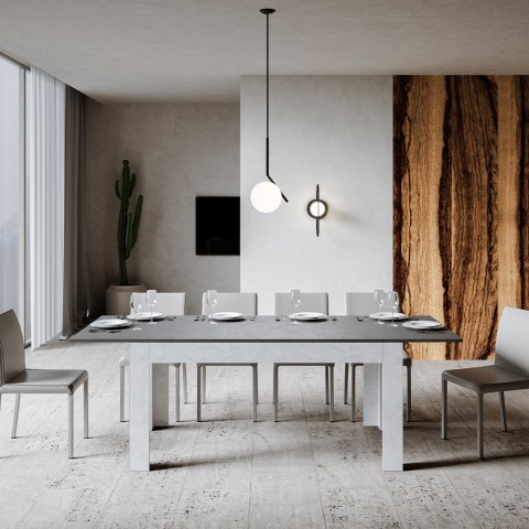Utdragbart matbord 90x160-220cm grått och vitt Bibi Mix BA