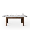 Modernt utdragbart matbord 90x160-220cm vitt och valnötsträ Bibi Mix NB Erbjudande
