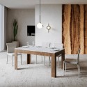 Modernt utdragbart matbord 90x160-220cm vitt och valnötsträ Bibi Mix NB Rabatter