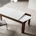 Modernt utdragbart matbord 90x160-220cm vitt och valnötsträ Bibi Mix NB Rea