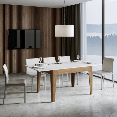 Utdragbart matbord 90x120-180cm vitt och trä Cico Mix QB