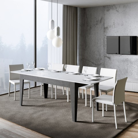 Utdragbart matbord 90x160-220cm vitt och grått Cico Mix AB