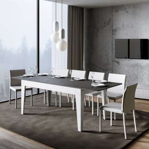 Utdragbart matbord 90x160-220cm grått och vitt Cico Mix BA