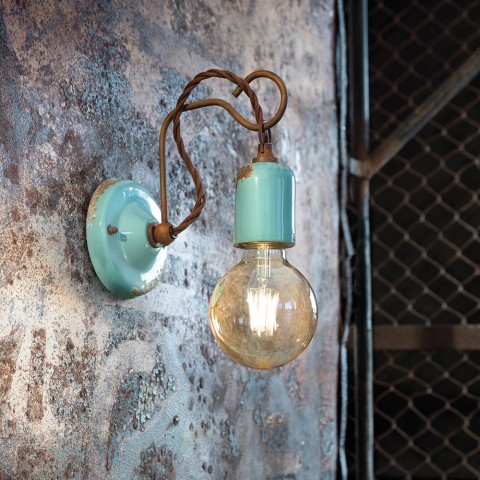 Vägglampa industridesign vägglampa järn och keramik Vintage AP3
