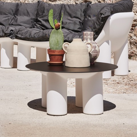 Runt lågt bord för utomhusbruk trädgård terrass design Atene T1