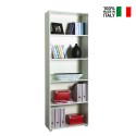 Vit bokhylla för kontor med 5 fack och justerbara hyllor design Kbook 5WS Försäljning