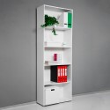 Vit bokhylla för kontor med 5 fack och justerbara hyllor design Kbook 5WS Val