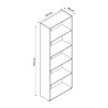 Vit bokhylla för kontor med 5 fack och justerbara hyllor design Kbook 5WS Modell