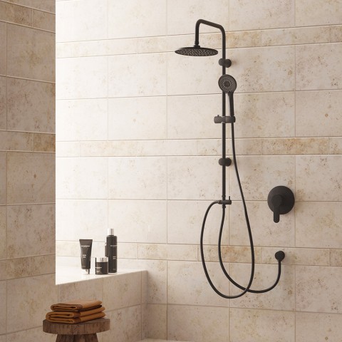 Duschset rostfritt stål svart 4-jet handdusch badrum modern design Mamba