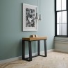Utdragbart Konsolbord Modern design 90x40-288cm trä och metall Asia Oak Försäljning