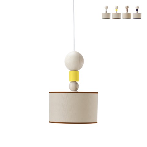 Design taklampa i trä och tyg Spiedino 24D Kampanj