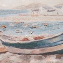 Handmålad Canvastavla med Ram 30x90cm Båtar på Stranden W800 Bestånd