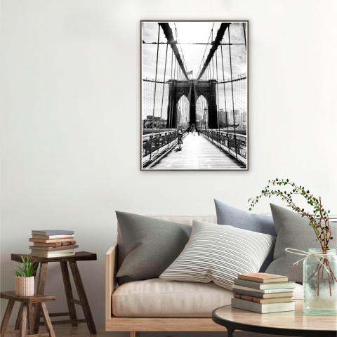 Skriv ut bild fotografi bro vit svart ram 50x70cm Unika 0030