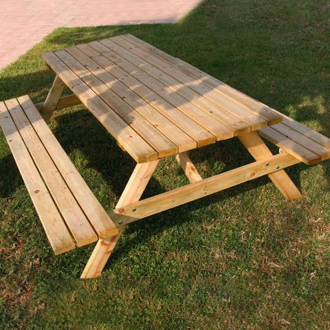 Picknickbord träbänkar för utomhus trädgård 180x150cm
