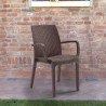 Stapelbar stol i konstrotting med armstöd för trädgård bar utomhus Indiana BICA Mått