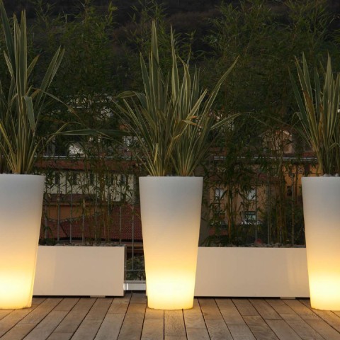 Lysande Trädgårdskruka För Utomhus Med Solcellsljus RGB LED h86 Arkema Tondo