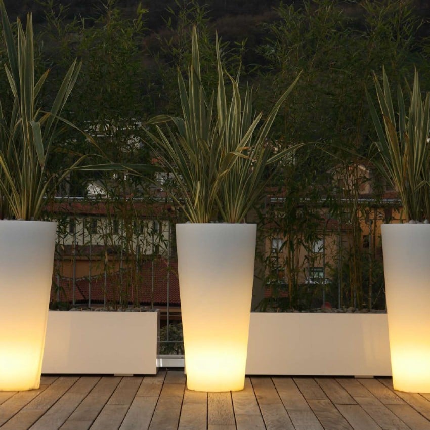 Lysande Trädgårdskruka För Utomhus Med Solcellsljus RGB LED h86 Arkema Tondo Kampanj