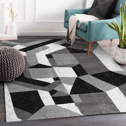 Kort lugg matta modern stil rektangulär grå vit svart GRI228