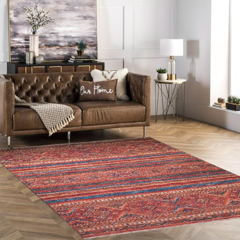 Mångfärgad halkfri rektangulär matta för vardagsrum och sovrum KILI01