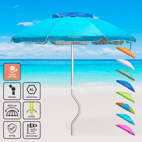 Parasoll Hav GiraFacile 200 cm Aluminium uv-skydd Strand Fiske Afrodite