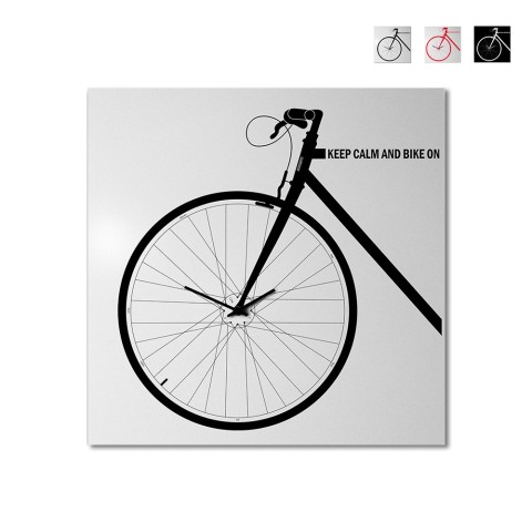 Modern kvadratisk väggklocka 50x50cm cykel design Bike On Kampanj