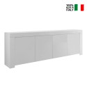 Sideboard 4 dörrar vardagsrumsskåp 210cm vit glänsande trä Amalfi Wh XL Försäljning