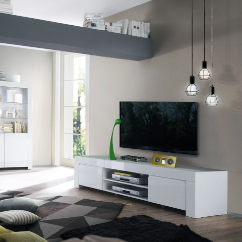 Modern TV-bänk 2 dörrar vit blank Tab Amalfi Kampanj