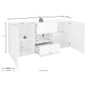 Modernt sideboard 2 dörrar 2 lådor glänsande grå skänk 181cm Prisma Rt M Val