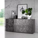 Sideboard 3 dörrar blank grå modern skänk kök vardagsrum Prisma Rt S Bestånd