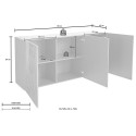 Sideboard 3 dörrar blank grå modern skänk kök vardagsrum Prisma Rt S Modell