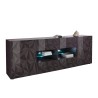 Modernt sideboard 2 dörrar 4 lådor glänsande grått 241cm Prisma Rt L Rabatter