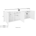 Blank vit skänk 241cm 4-dörrars modernt sideboard Prisma Wh XL Egenskaper